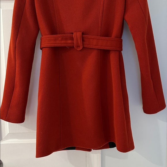 Zara Woman Elegant Burnt Orange Retro Long Sleeve Coat With Tie - Picture 7 of 17